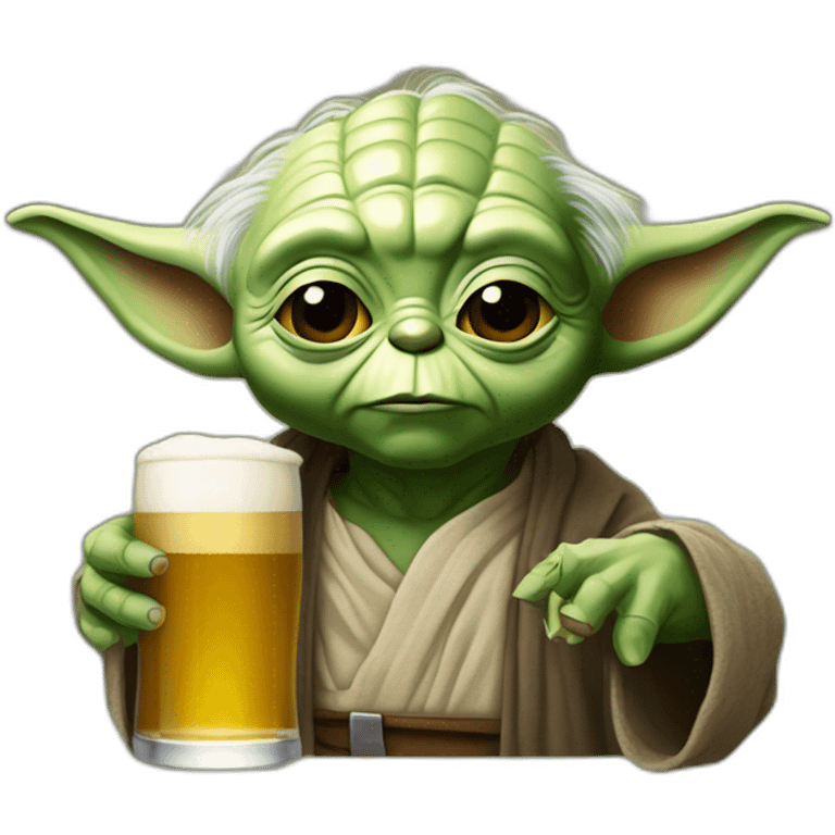 Yoda buvant une bière emoji