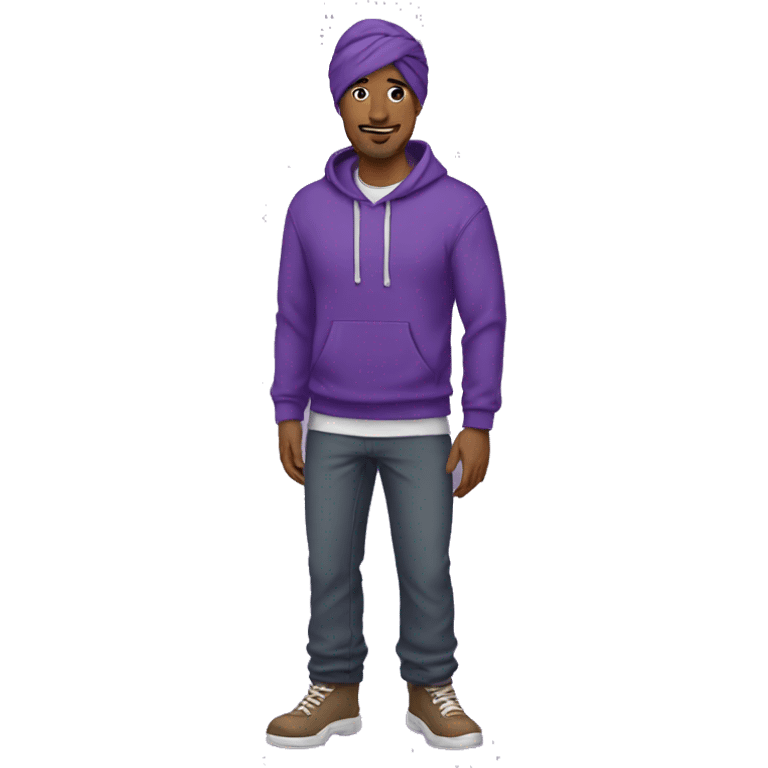 Turban man wearing purple hoodie and bootcut pants emoji