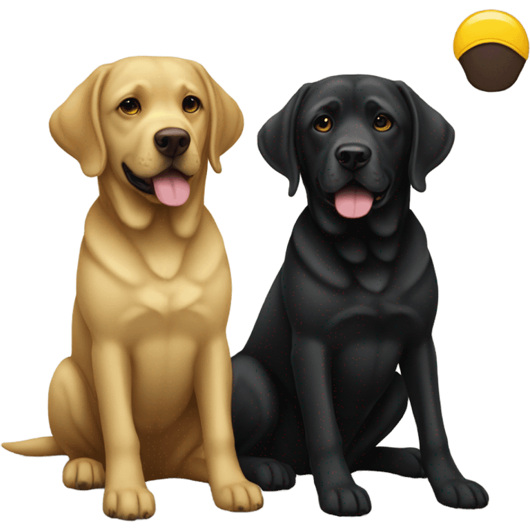 Two Labradors, one is black and the other is yellow  emoji