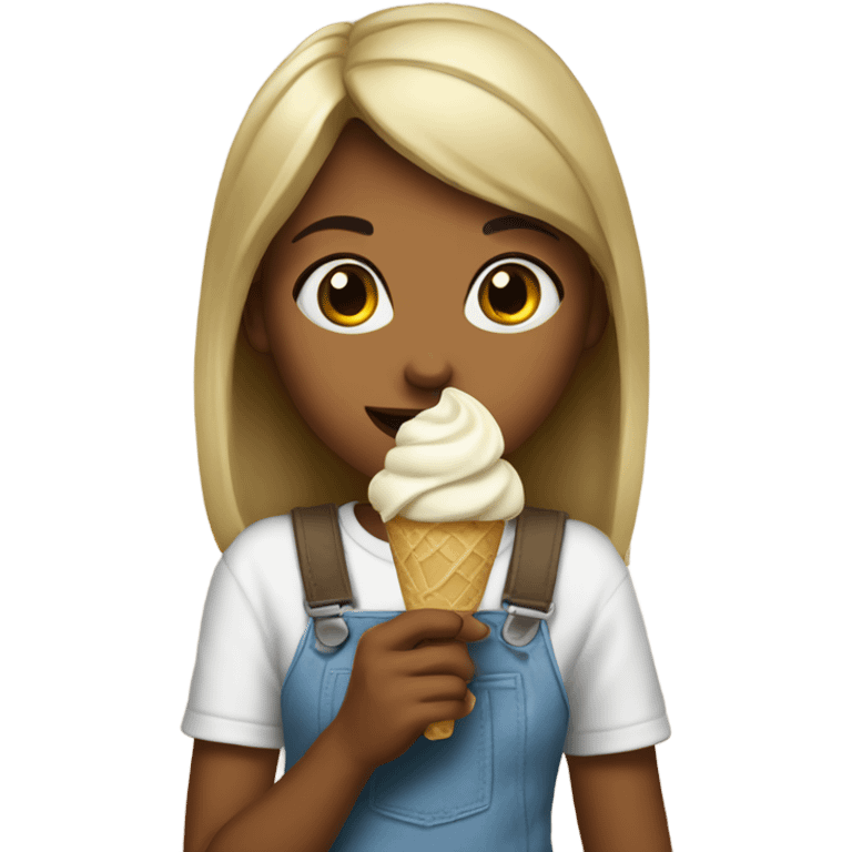 Girl eating vanilla ice cream emoji