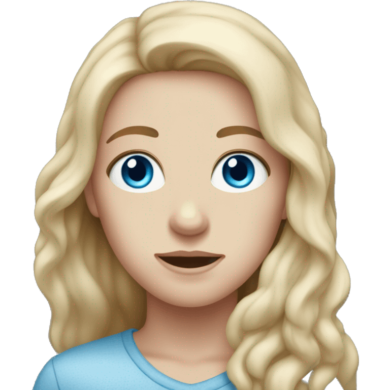 person with long brown hair, blue eyes, freckles, and pale skin emoji