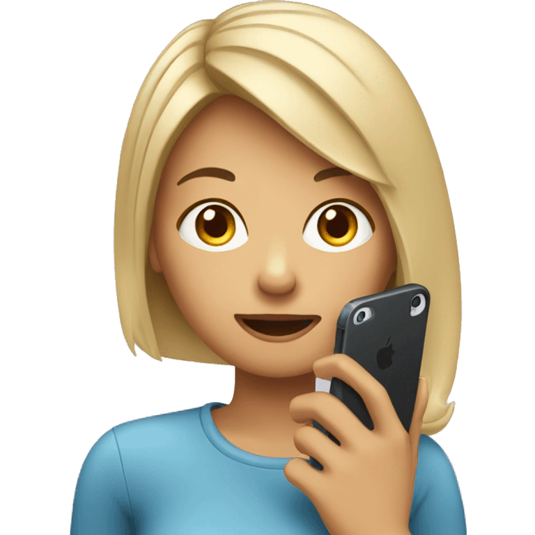 A girl with an iPhone calling someone  emoji