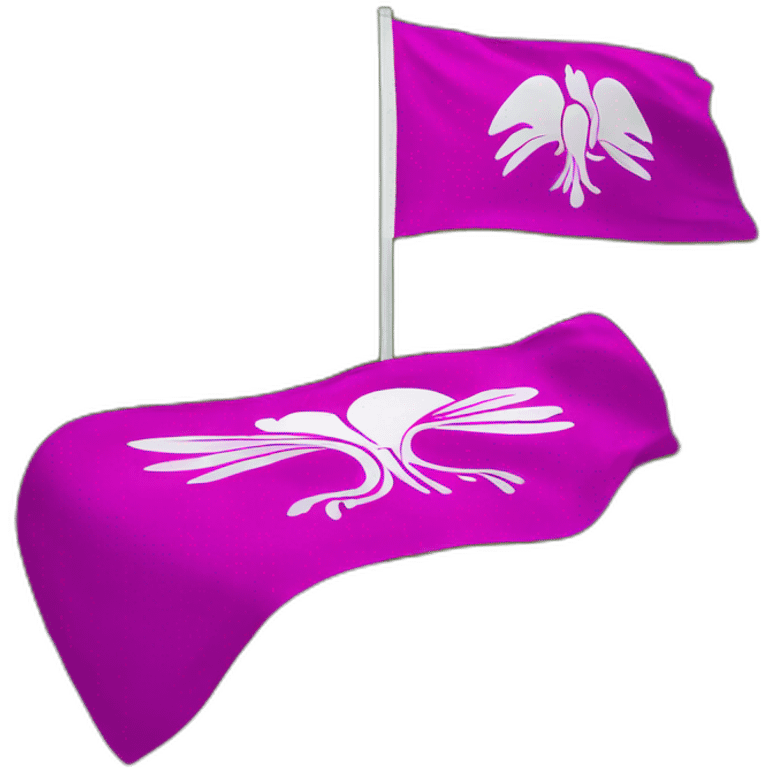 big fuchsia flag and white inscription - idea emoji