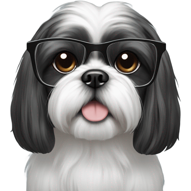 Black and Shih tzu wearing glasses emoji