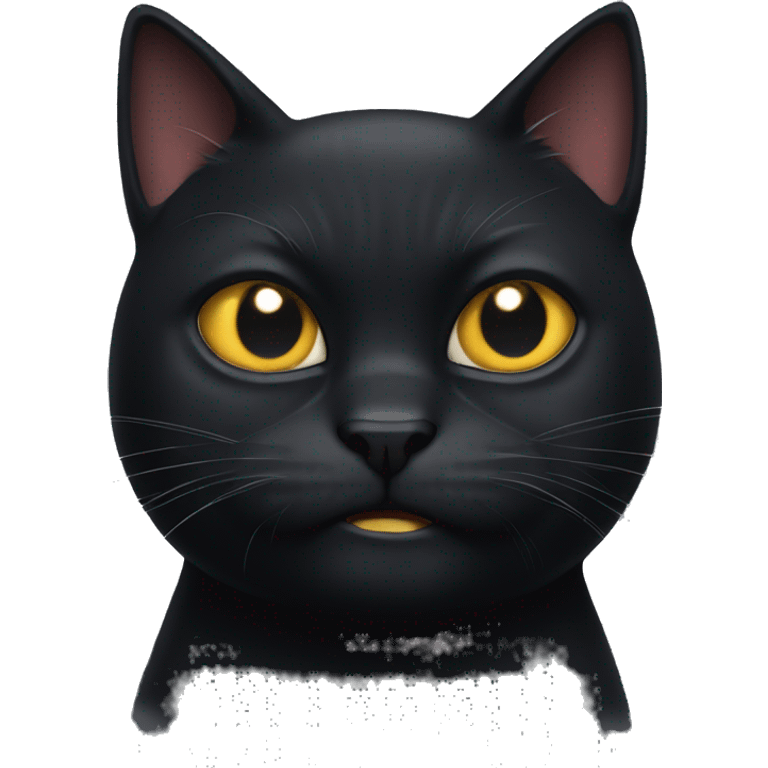 completely black cat shows anger on his face emoji