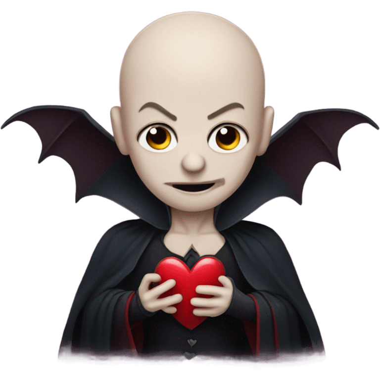 Bald vampire holding a heart emoji