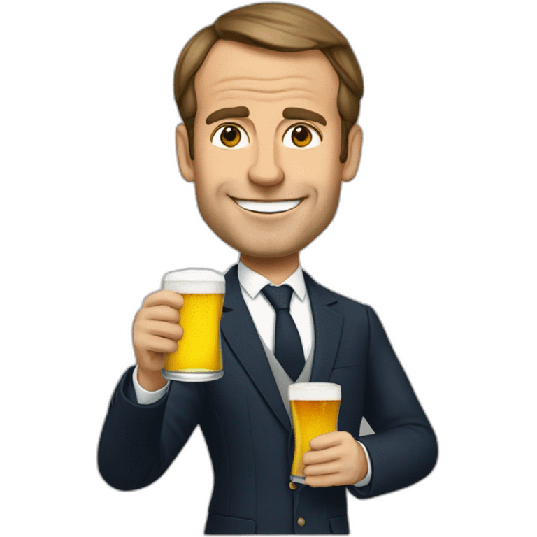 Macron qui boit de la bière emoji