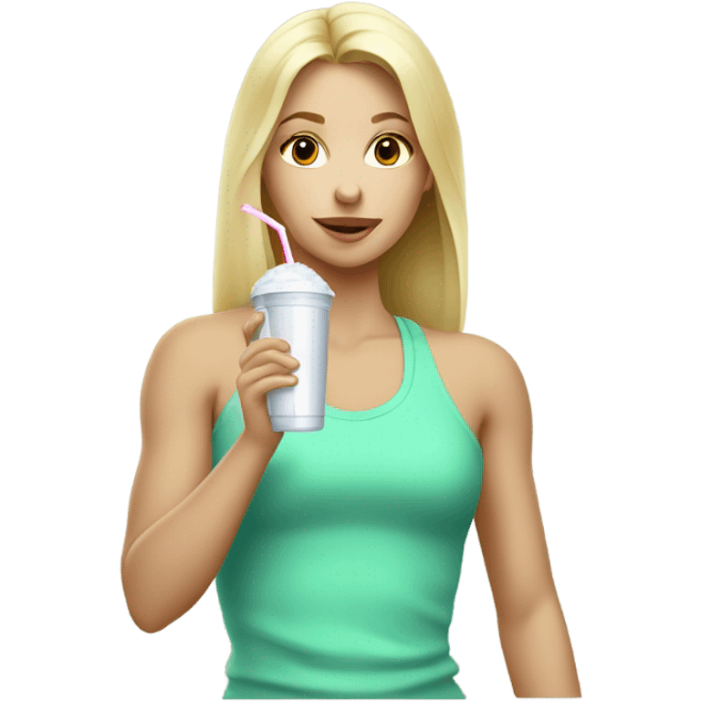 Protein shake blond girl drink mint clothes emoji