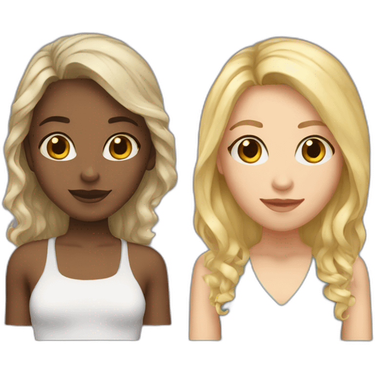 two girl friends one with blond hair another with dark wavy hair emoji