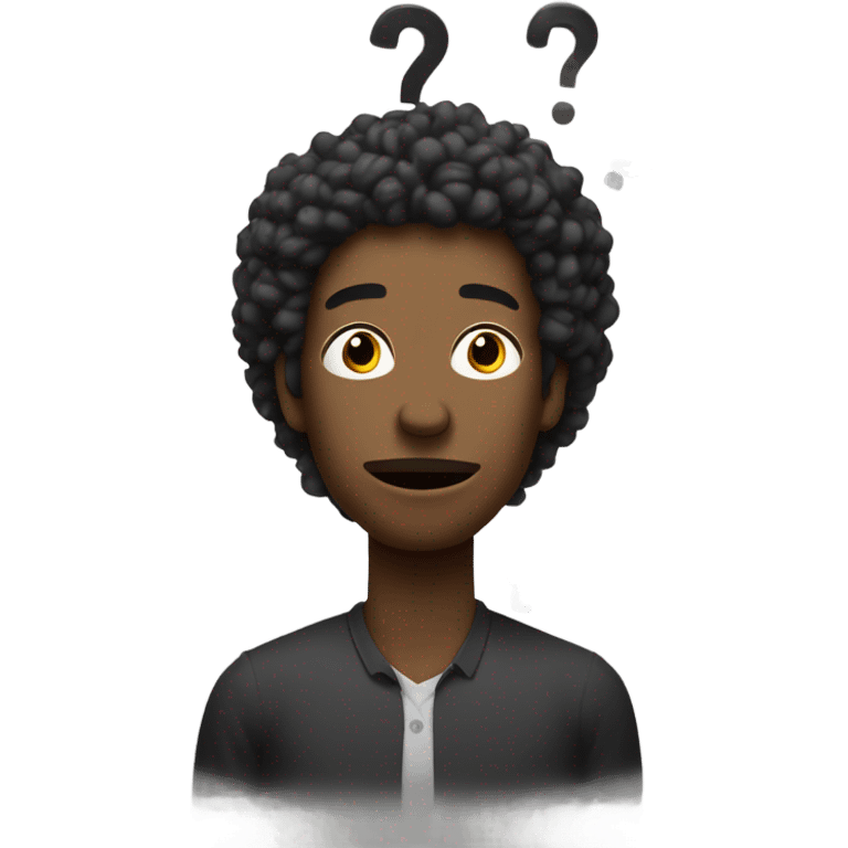 Black guy with question marks above his head emoji