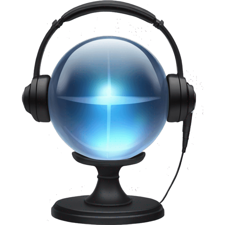 crystal ball with a microphone inside and a headphone emoji