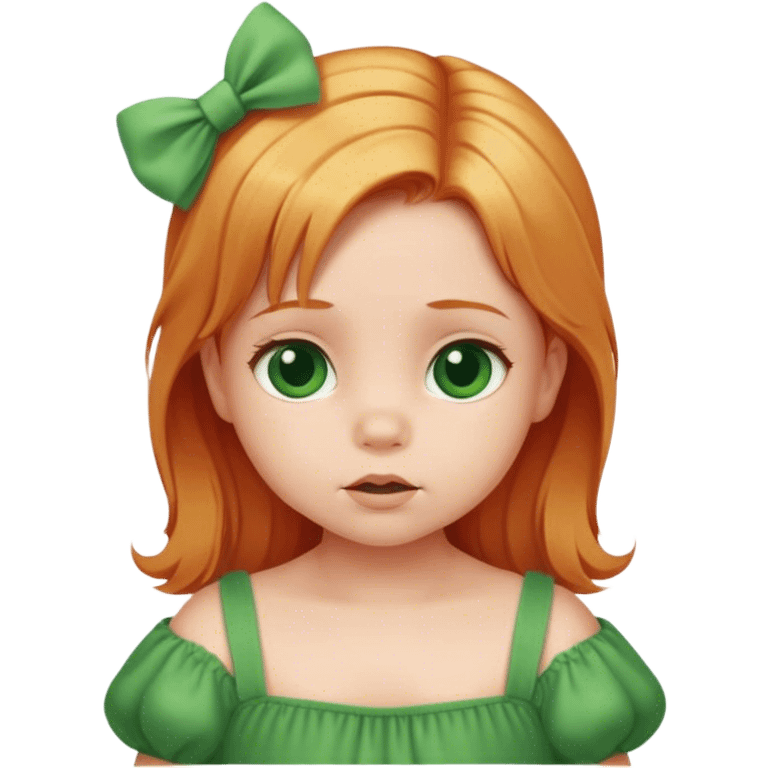 baby girl with blonde red hair green dress emoji