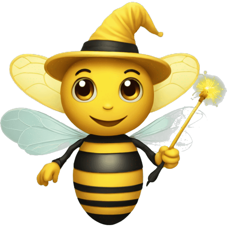 a magician bee with a magic wand emoji