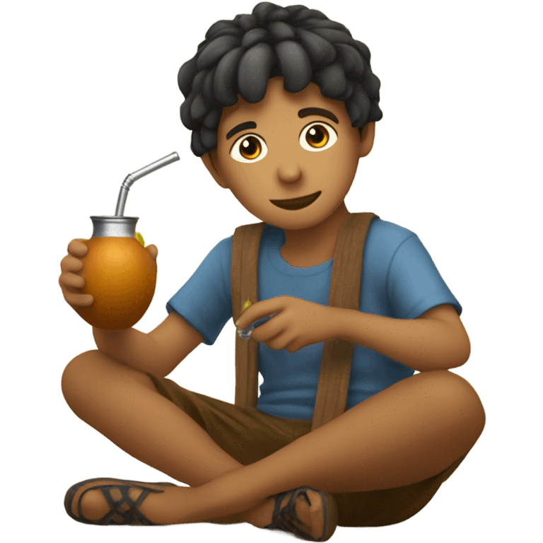 A boy of Argentina drinking mate emoji