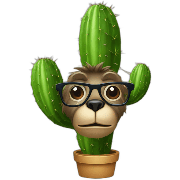 Un singe avec des lunettes qui embrasse un cactus emoji