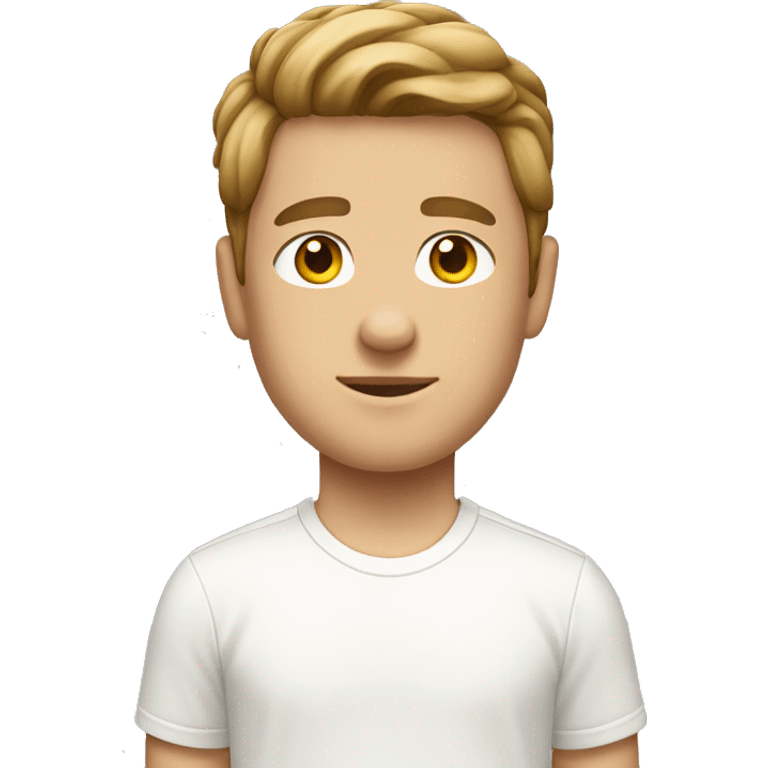 White boy with a brown curtains haircut in a white Nike shirt emoji