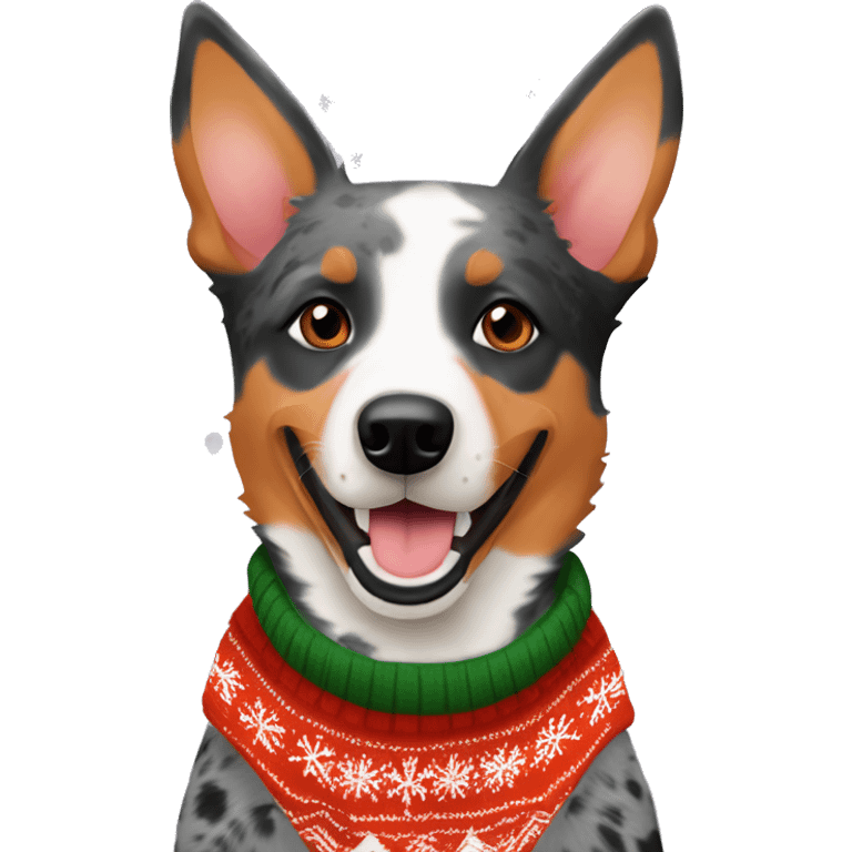 Australian cattle dog orange with christmas sweater  emoji