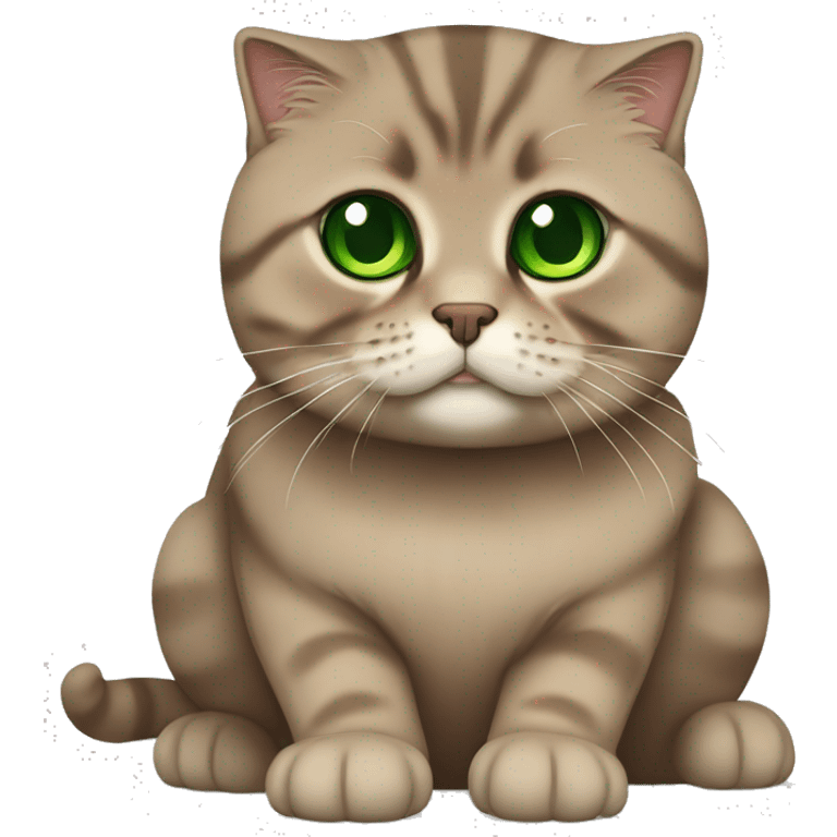 Brown scottish fold cat with green eyes  emoji