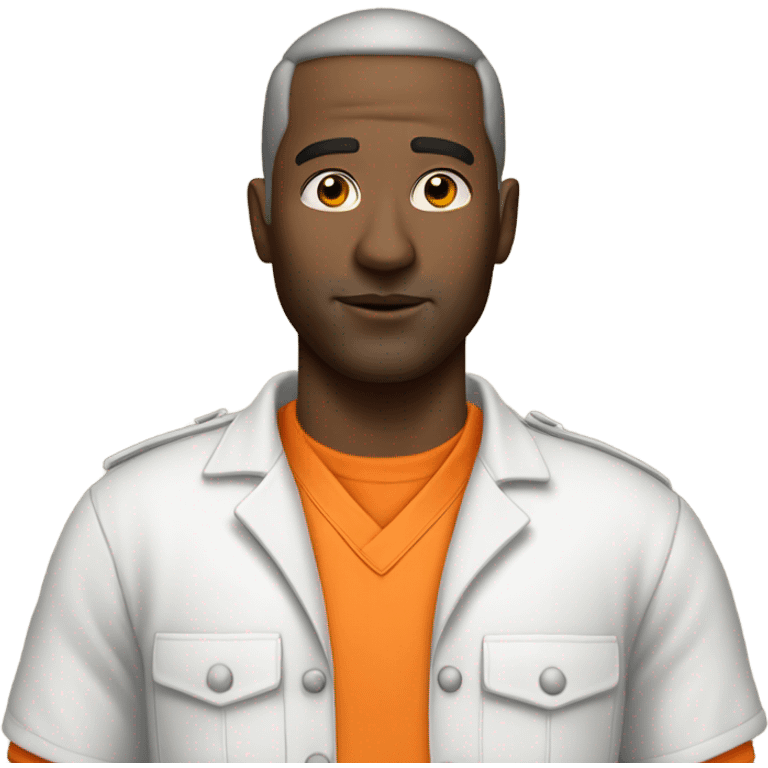 white American prisoner in an orange uniform. very realistic and detailed emoji