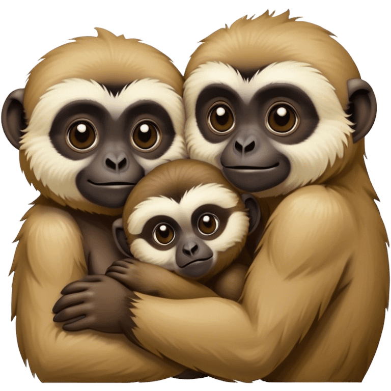 Male and female gibbon snuggling emoji