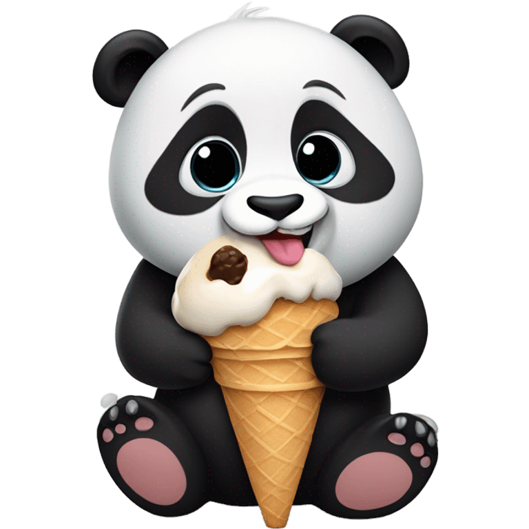 Panda eating ice cream emoji