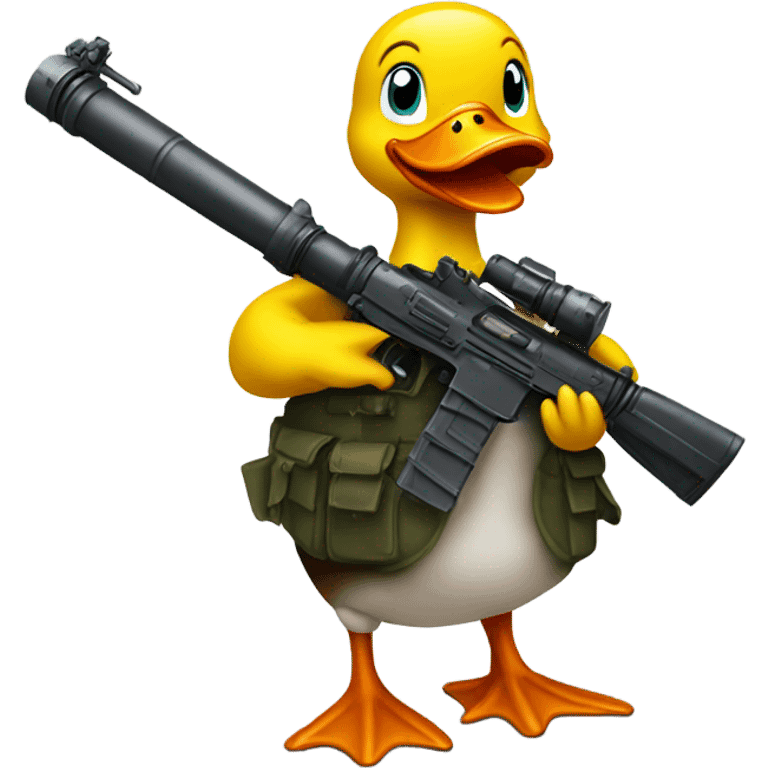 Duck with a automatic GAU-8 Canon mounted to it emoji