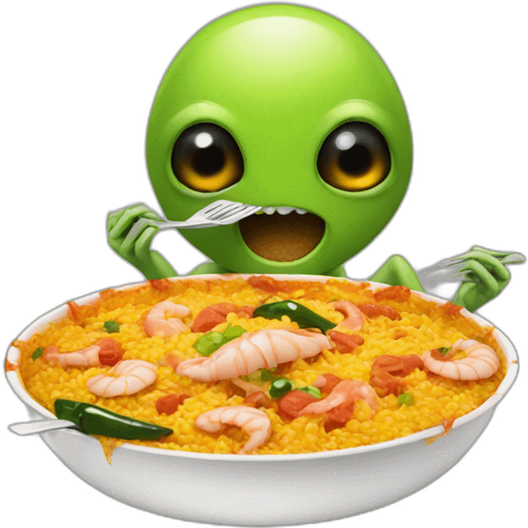 Alien eating a paella emoji