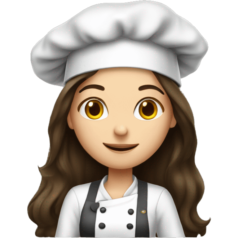 Brunette long haired girl in a cook hat makes dinner  emoji