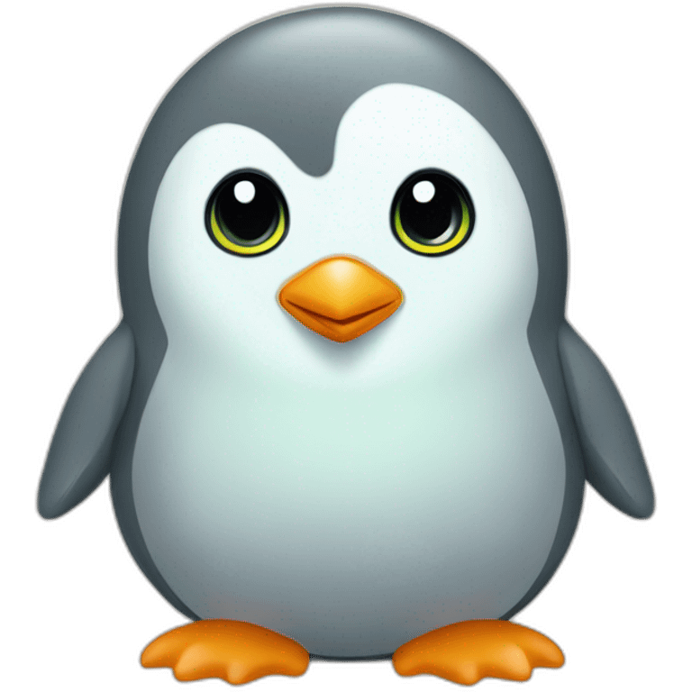 grey penguin baby light green beak emoji