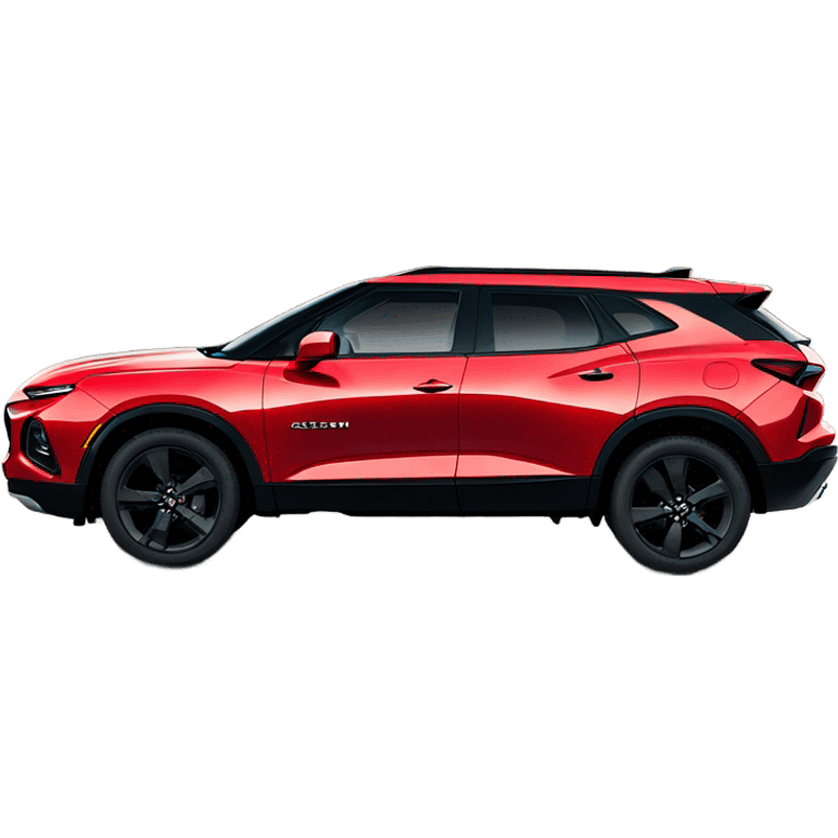 2020 Red Chevrolet Blazer with black wheels, black Chevrolet logo, in front of mountains   emoji