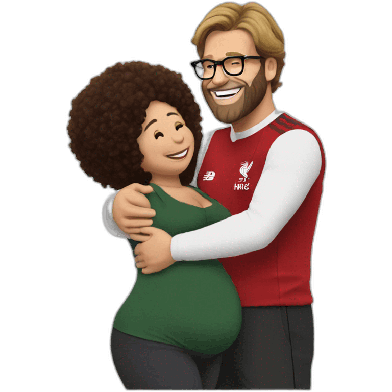 Jurgen klopp hugging Pregnant mo Salah emoji