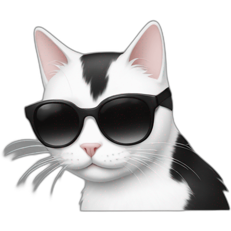 black and white cat with sunglasses emoji