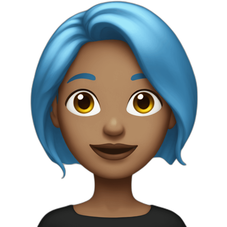 mommy with blue hair in black full skirt emoji