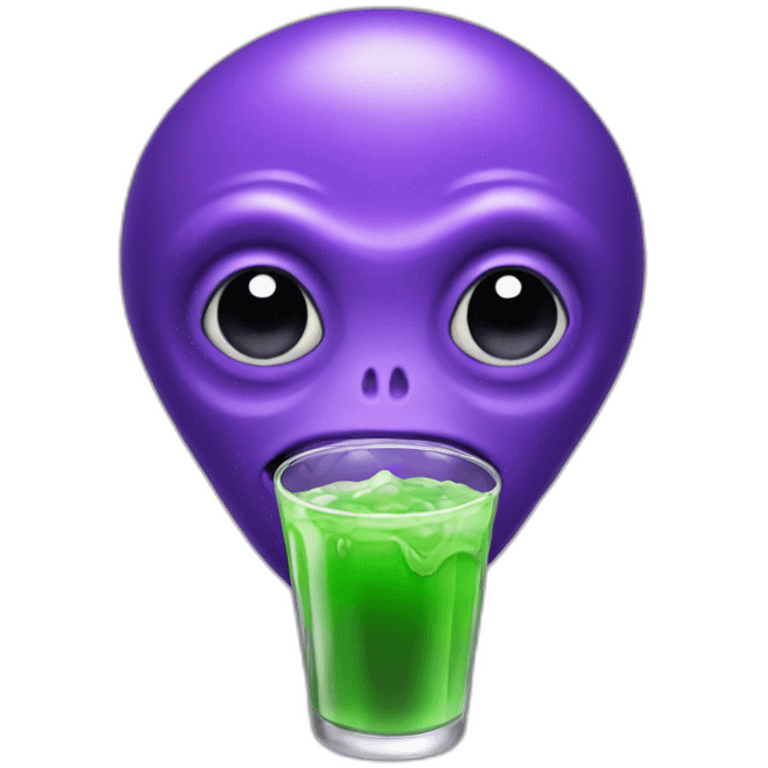 Alien with purple drink emoji