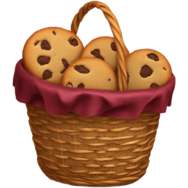 burgundy basket filled with cookies emoji