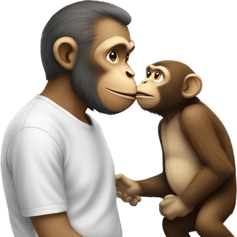 monkey getting  kiss by daddy  emoji