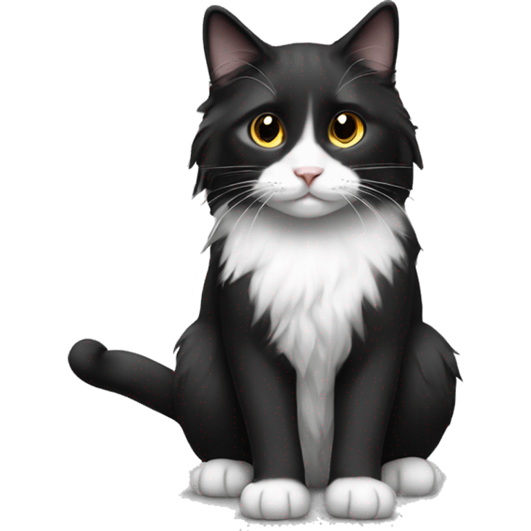 black and white cat long haired emoji