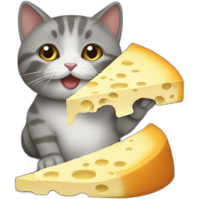 Un chat qui mange du fromage emoji