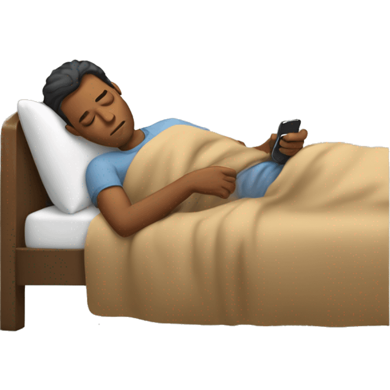 Brown Man sleeping while checking phone emoji