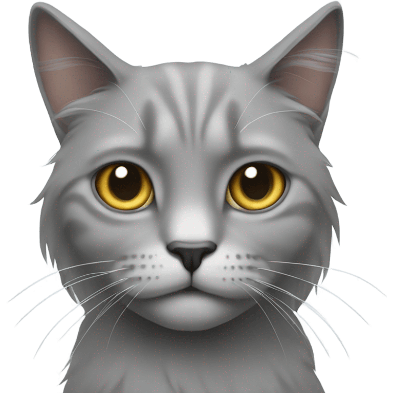 cat without an eye grey long hair emoji