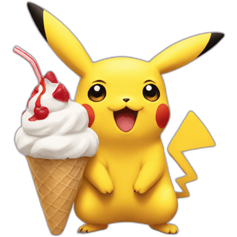 Pikachu eats ice cream emoji