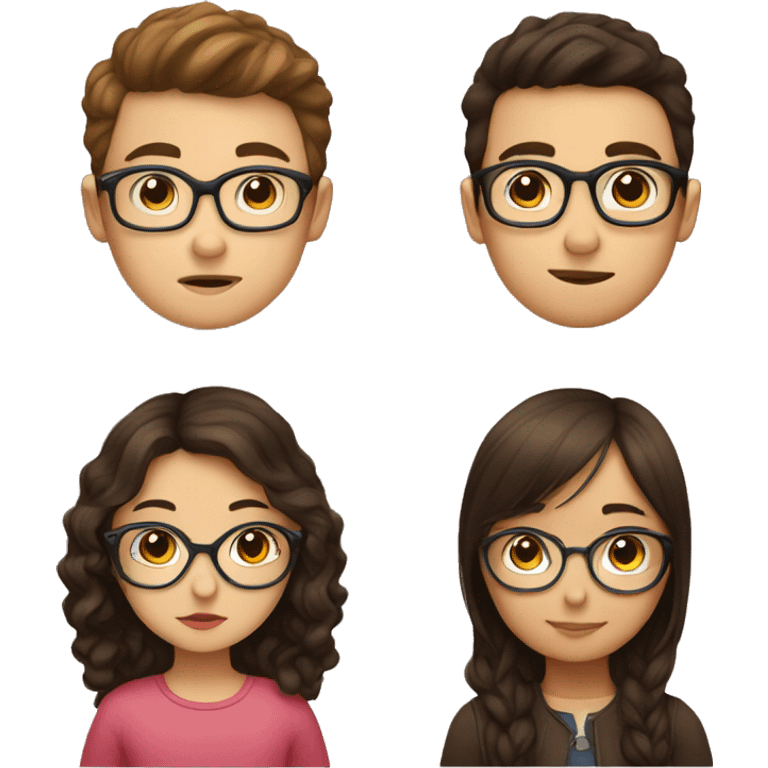 boy with brown hair kissing chubby girl with glasses and dark brown hair with hearts  emoji