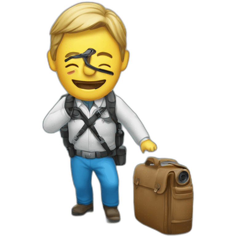 Un monsieur sur une montagne avec un appareil photo emoji