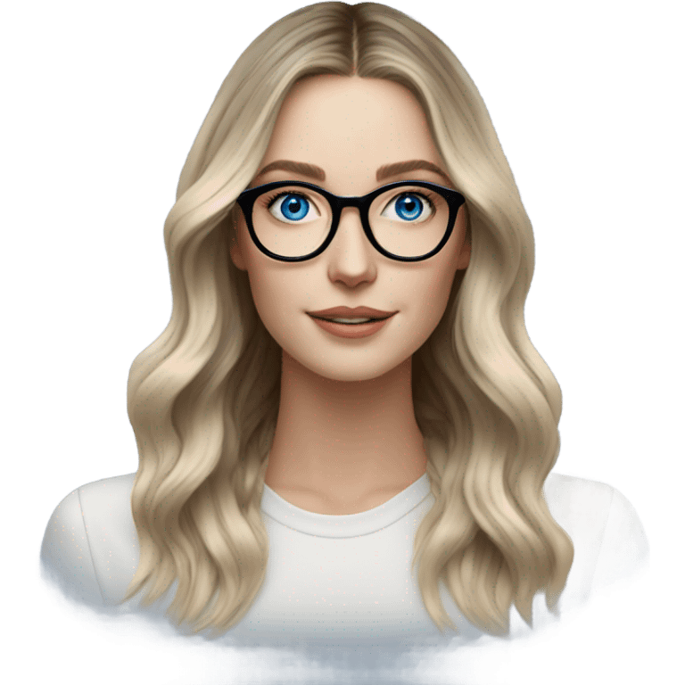 Shoulder length Balayage pale model lady with glasses and blue eyes  emoji