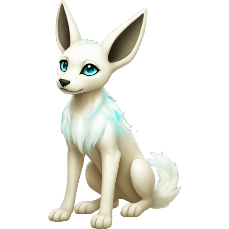 Shiny White Angelic Electric Albino Umbreon. cyan eyes and cyan markings. Golden Anubis-rings. full body emoji