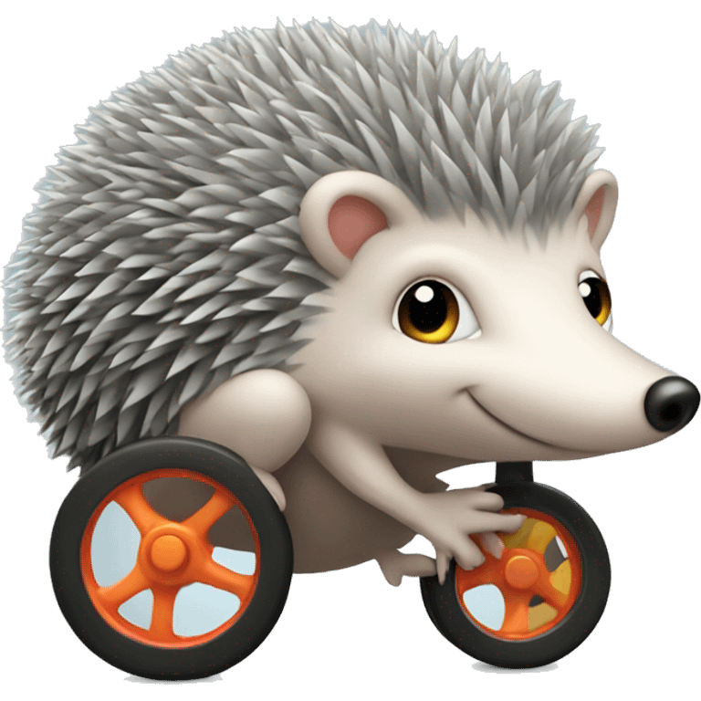 grey hedgehog on wheels for baby emoji