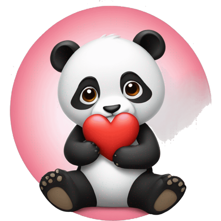 Panda holding heart emoji