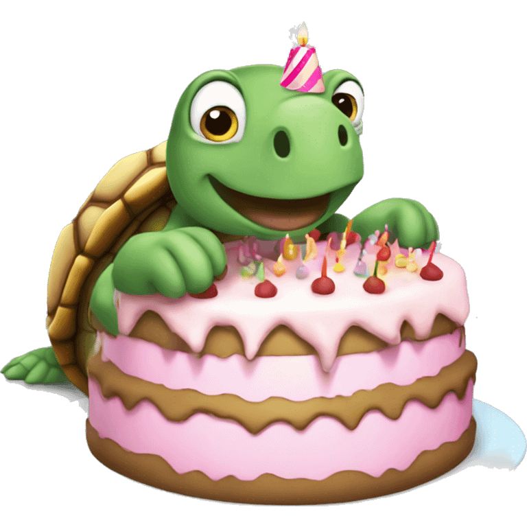 Turtle with a birthday cake emoji