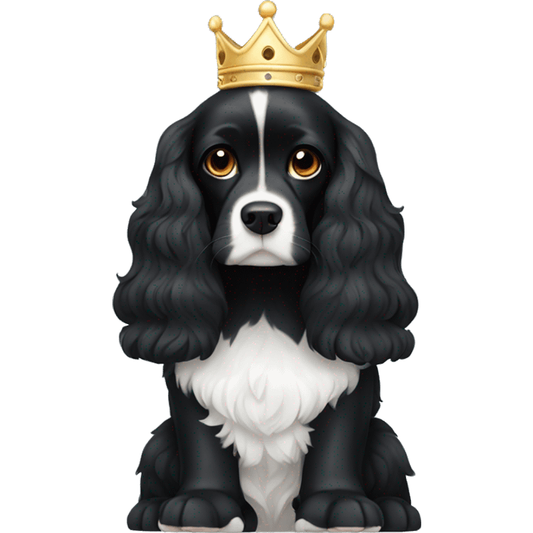 Small completely black king spaniel with white on chest emoji