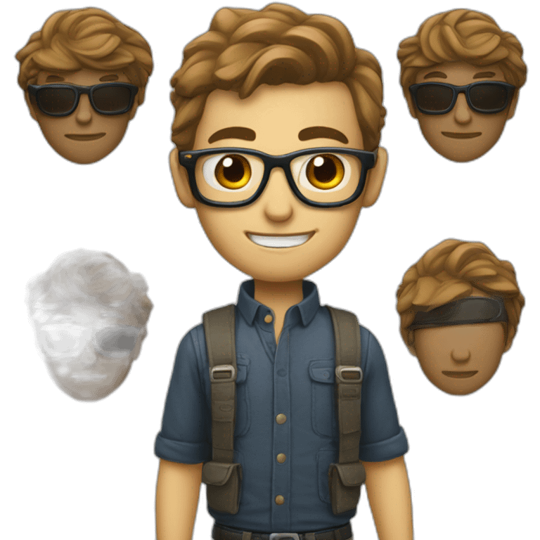 Homme avec un petit bouc et des lunettes qui sourit emoji